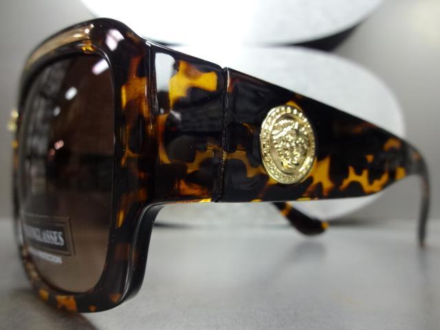 Men’s CLASSIC RETRO HIP HOP RAPPER Style SUN GLASSES Thick Tortoise & Gold Frame