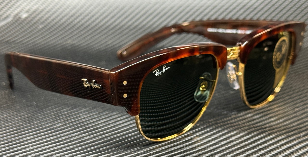 RAY BAN RB0316S 990 31 Tortoise Green Mega Clubmaster Unisex 50 mm Sunglasses