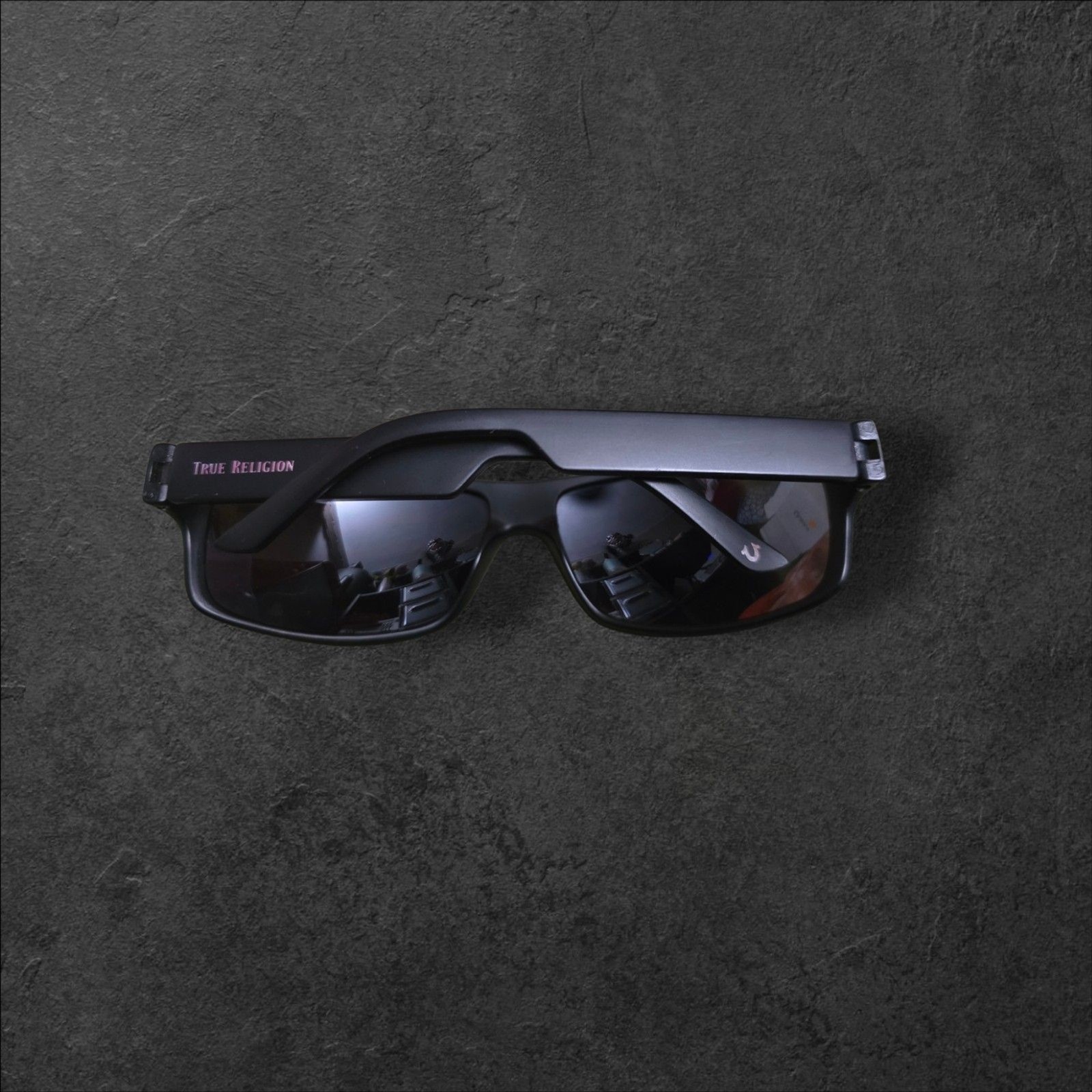 True Religion Sunglasses Black Neon Green Wrap TR51526 Sport Athletic Shades