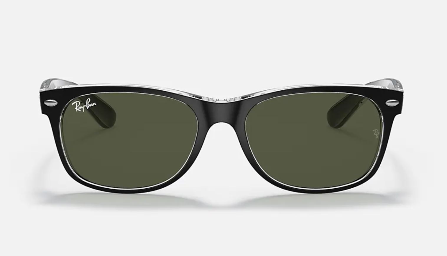 RayBan New Wayfarer Color Mix Black Transparent/Green 52mm Sunglasses RB21326052