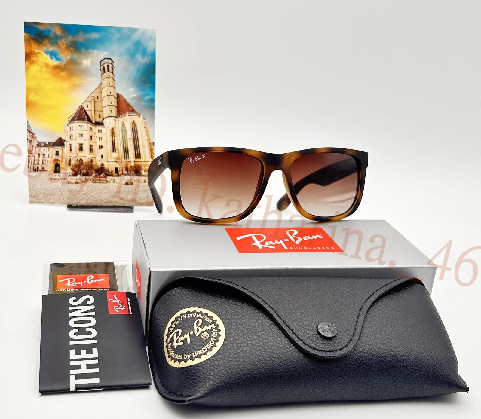 Ray-Ban Justin RB4165 54mm Matte Tort Polarized Sunglass Rubber Gray-Brown Frame