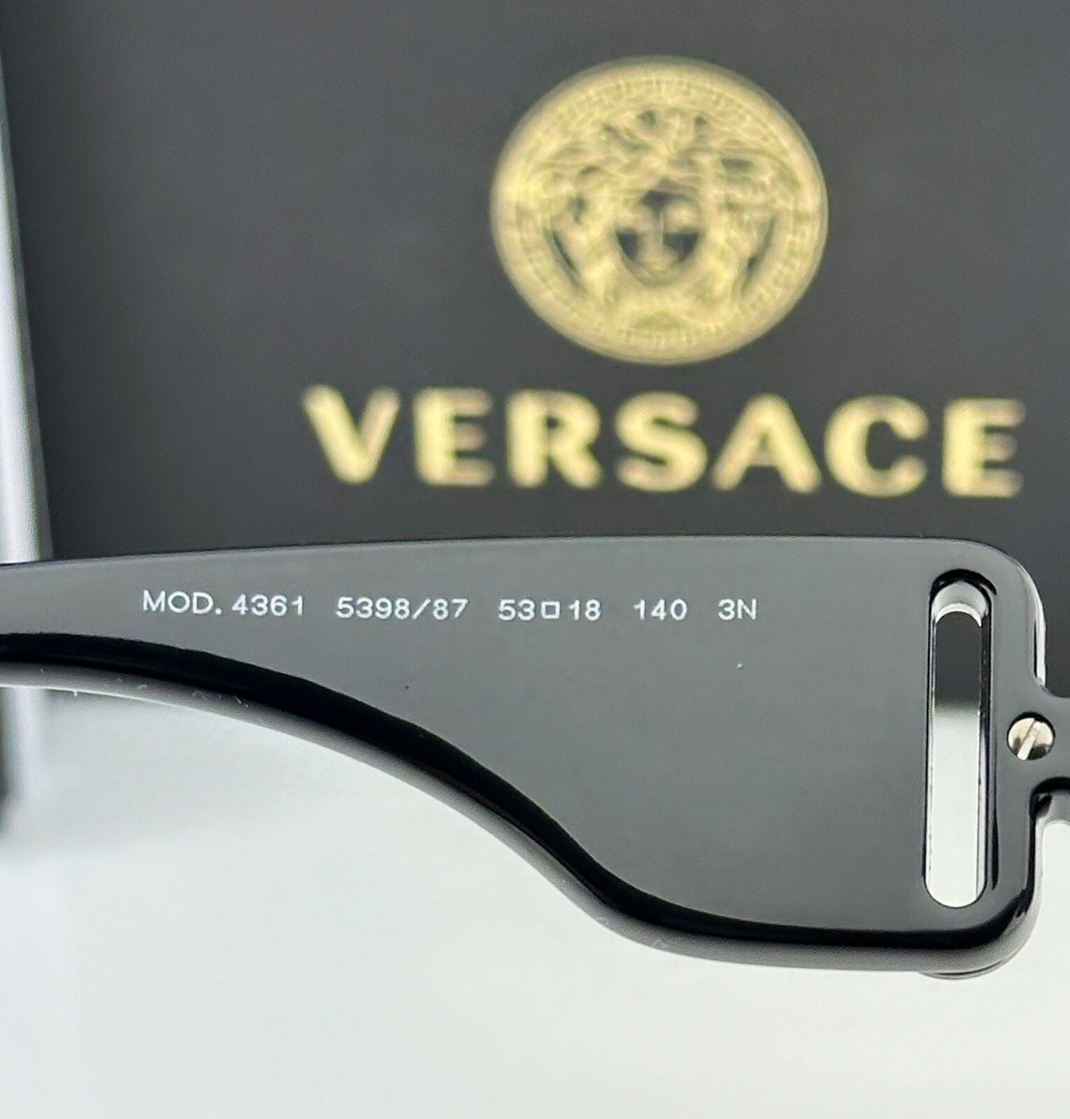 Versace VE4361 5398/87 Geometric Sunglasses Black Studded Frame Gray Lens NEW
