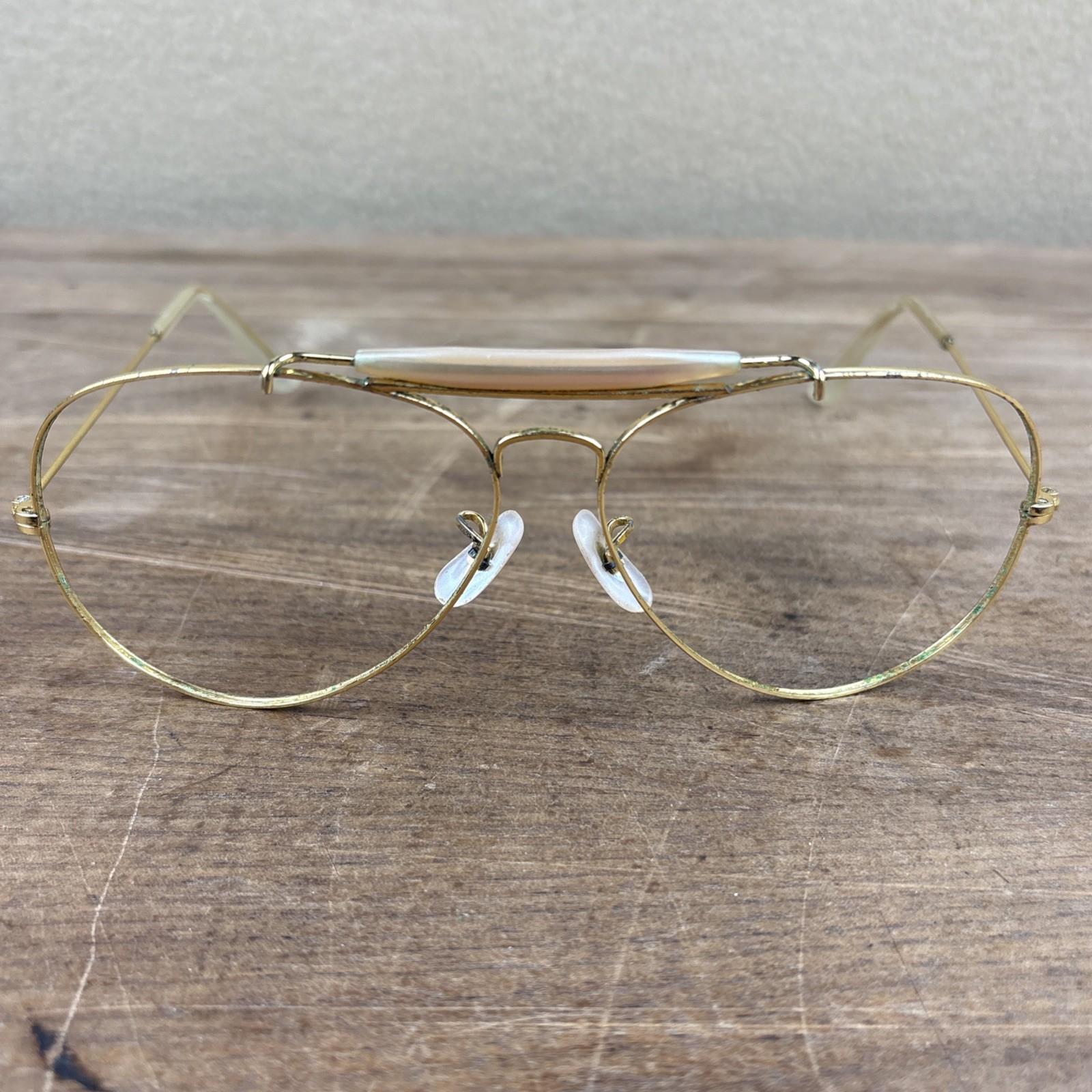 Vtg B&L Ray-Ban RB3030 Sunglasses Outdoorsman Gold Brow Bar FRAMES ONLY 62-14
