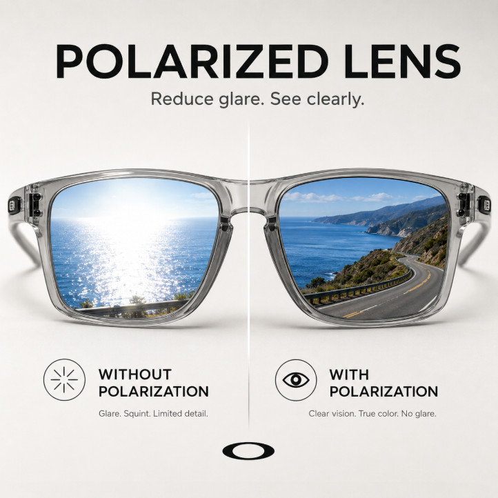 NEW Oakley Holbrook Sunglasses Grey Smoke Clear Frame Blue Mirror Polarized Lens