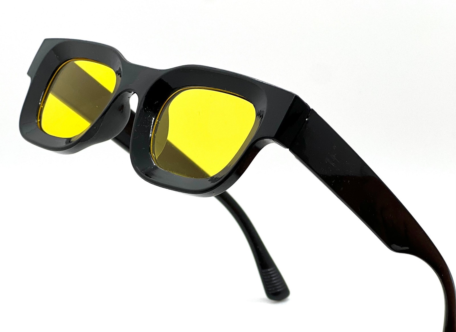 Men’s Sunglasses Square UV 400 Protection Black Frame Blue Lens Rapper Luxury