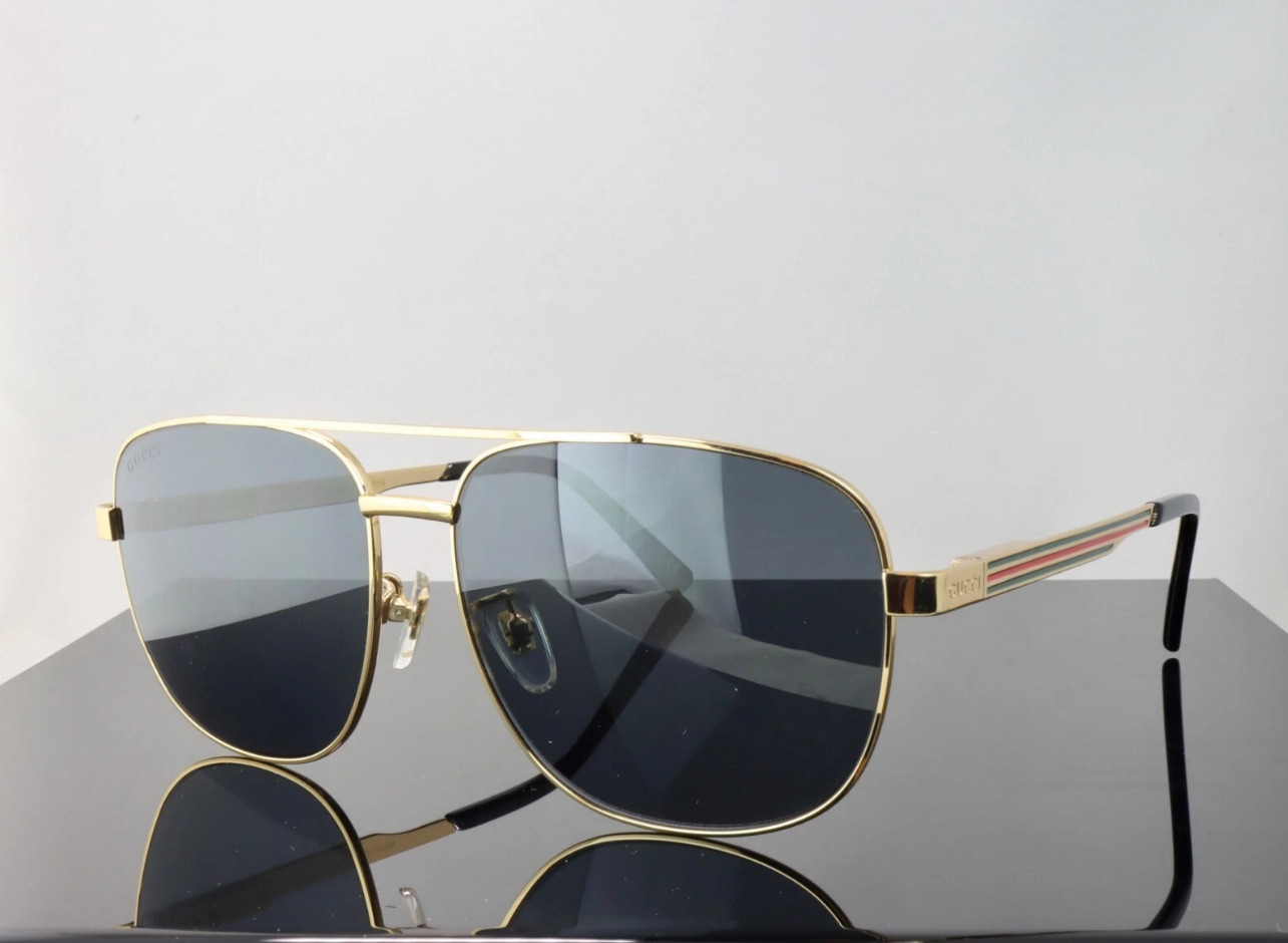 Gucci G1223S 002 Gold / Gray Lens Aviator Sunglasses 100% UV