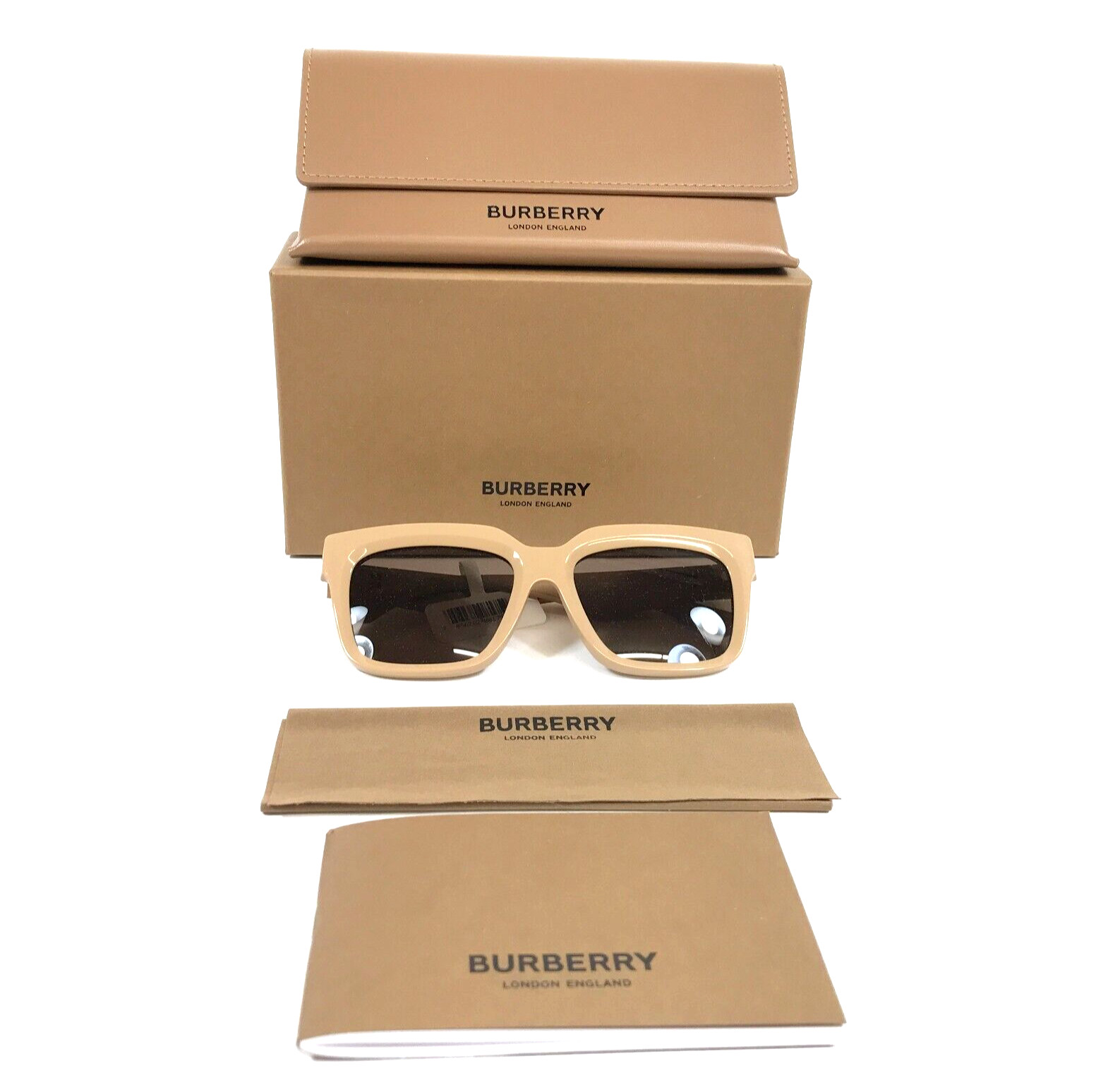 Burberry Sunglasses B4419 3990/73 Thick Beige Square Frames w/ Dark Brown Lenses