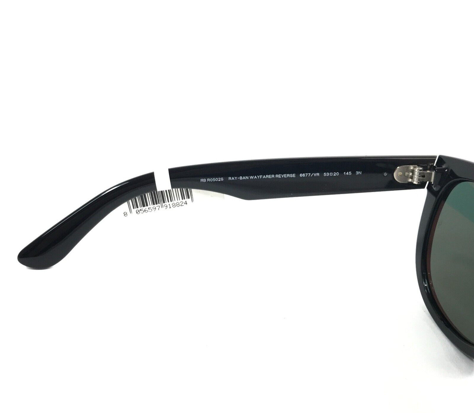 Ray-Ban Sunglasses Frames RBR0502S WAYFARER REVERSE 6677/VR Shiny Black w/ Green