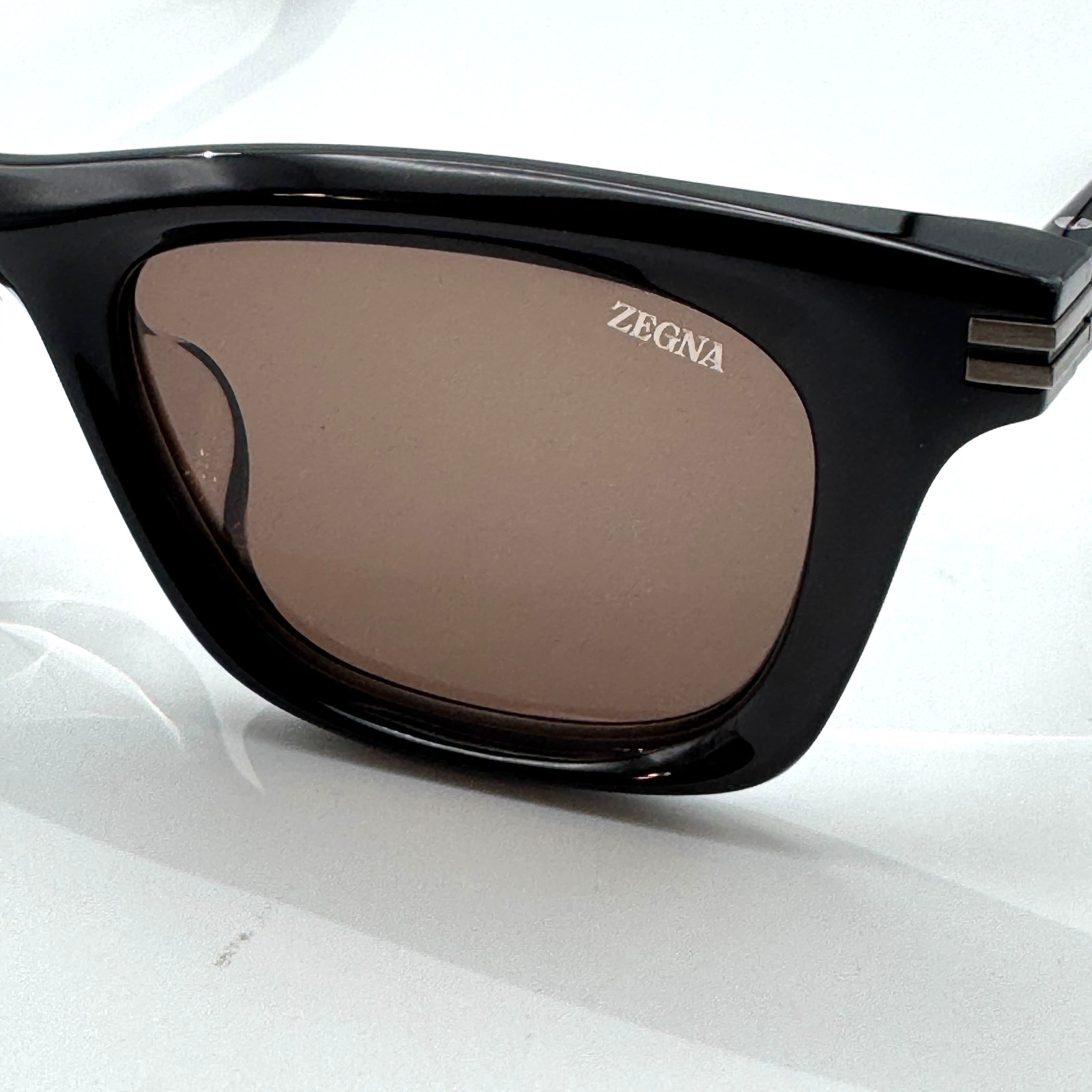 Ermenegildo Zegna Sunglasses EZ0270-F 20E Black Square Frame Brown Lens 52mm New