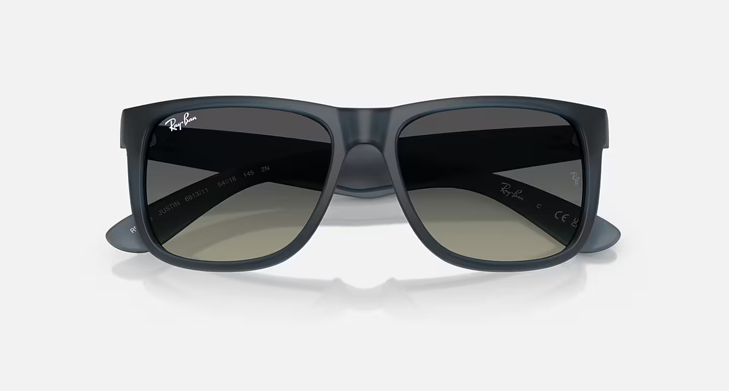 RAY-BAN JUSTIN CLASSIC – RUBBER BLUE W/GRADIENT GREY SIZE 55 – 0rb4165