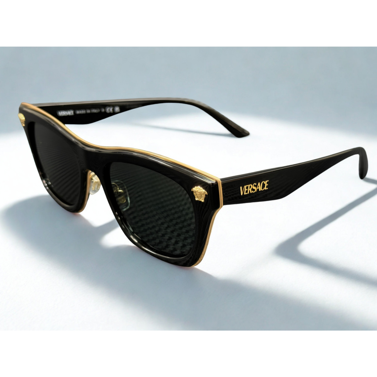NEW🔥 VERSACE VE2272 GB1 87 Black Grey Men’s 53 mm Sunglasses