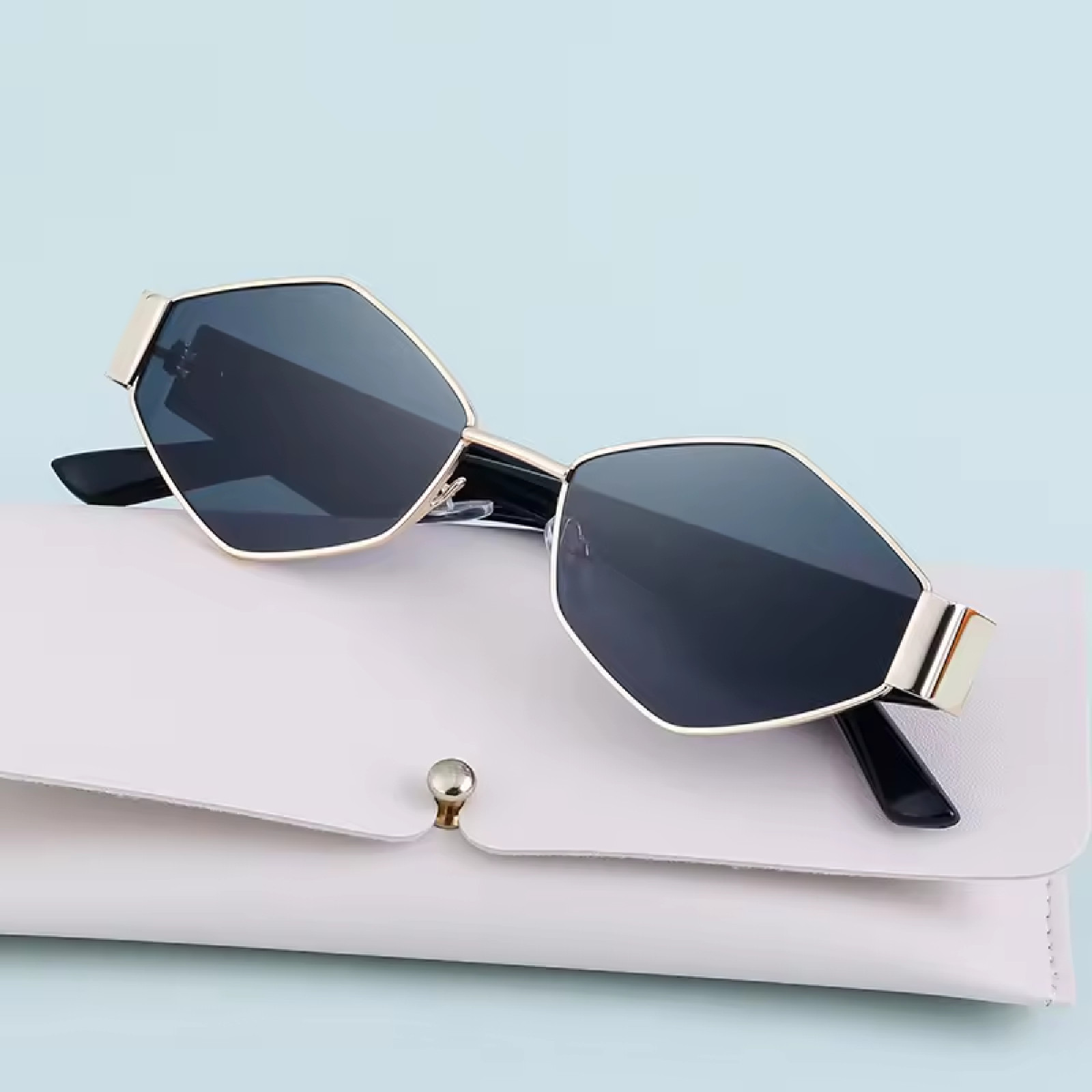 Sunglasses Unisex Polarized UV400 Lenses Vintage Style Metal Frame Diamond Shape