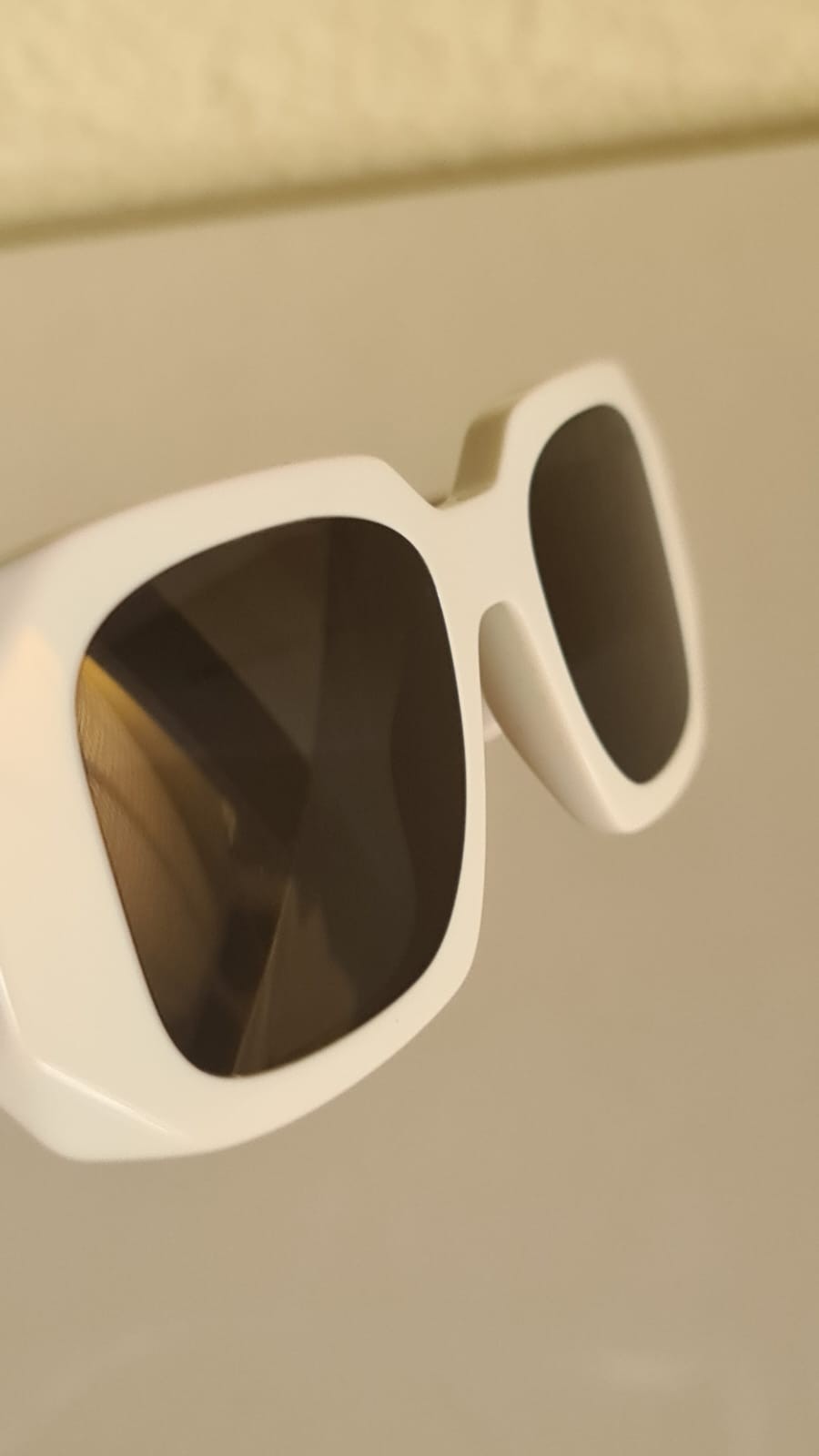 Prada Symbole SPR17W White Acetate Sunglasses Oversized Grey Lenses 49-20-145