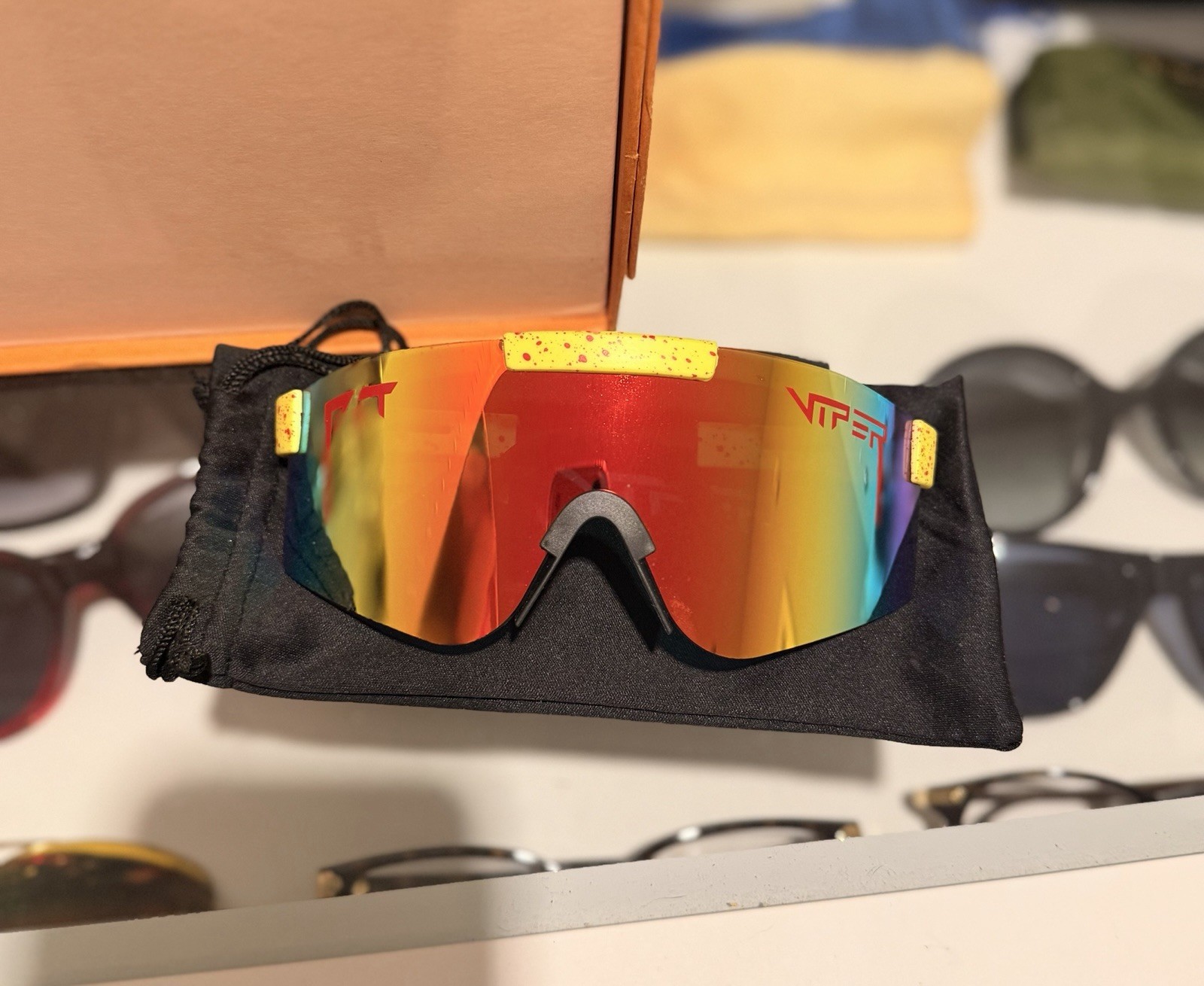 Pit Viper Sunglasses Original Polarized Rainbow Red With Pouch