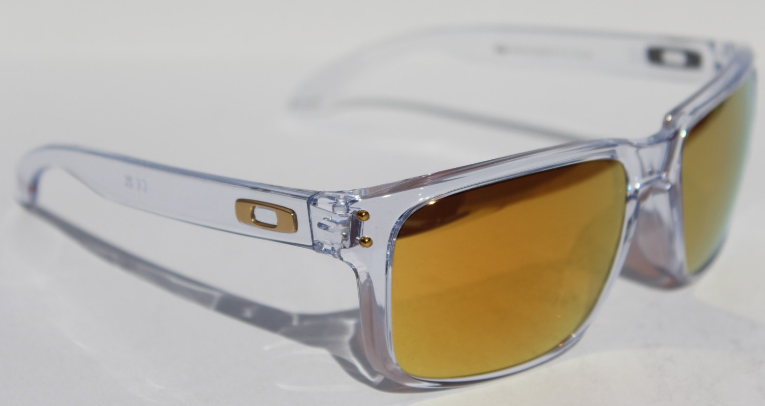 OAKLEY Holbrook POLARIZED Sunglasses Crystal Clear/Prizm 24K Gold OO9102-AD NEW