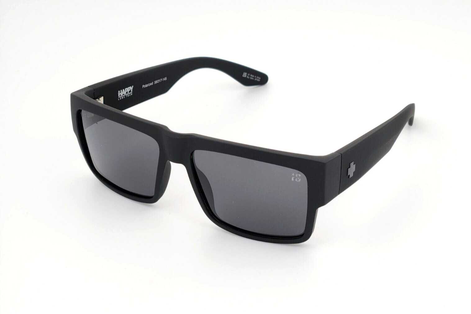 Polarized Spy+ Optic Cyrus Sunglasses Soft Matte Black Frame Smoke Lens