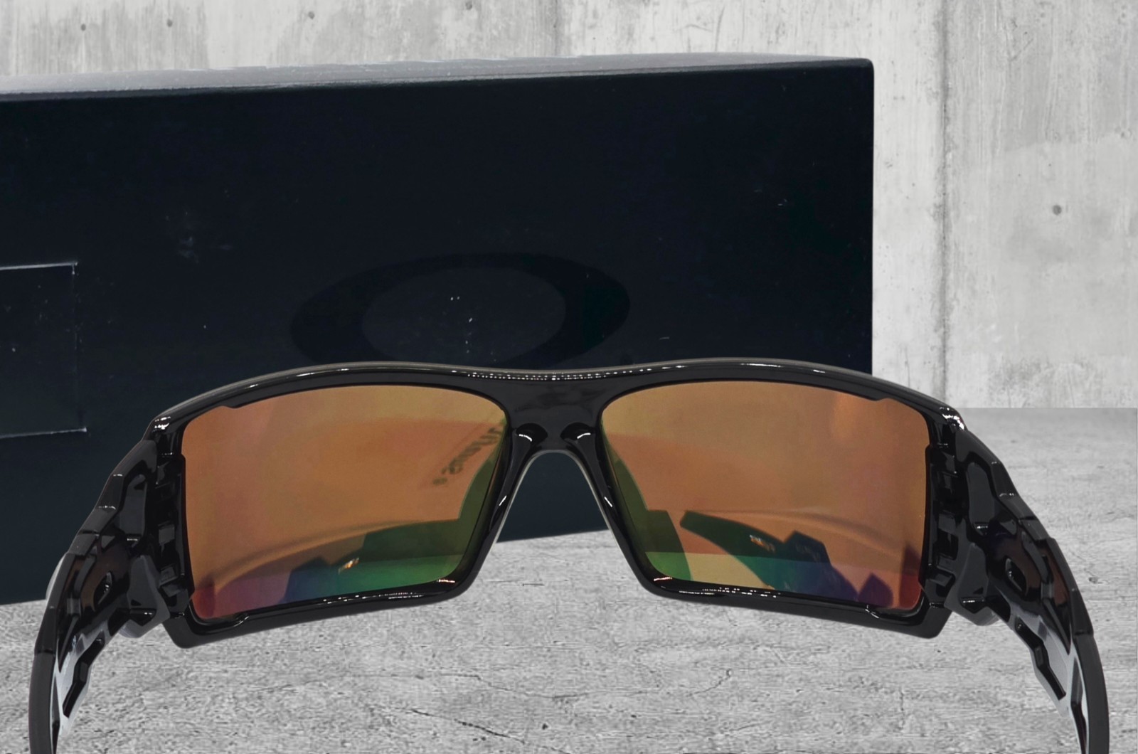 Custom OAKLEY black OIL RIG +(aftermarket) fire POLARIZED sunglasses NEW IN BOX!