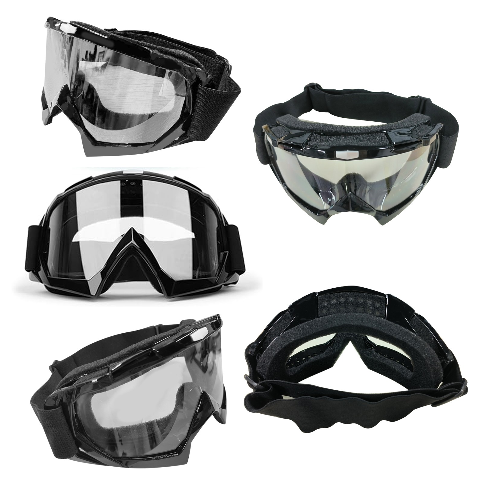 Motorcycle OTG Goggles Over Glasses Windproof Padded Riding ATV Adjustable Strap