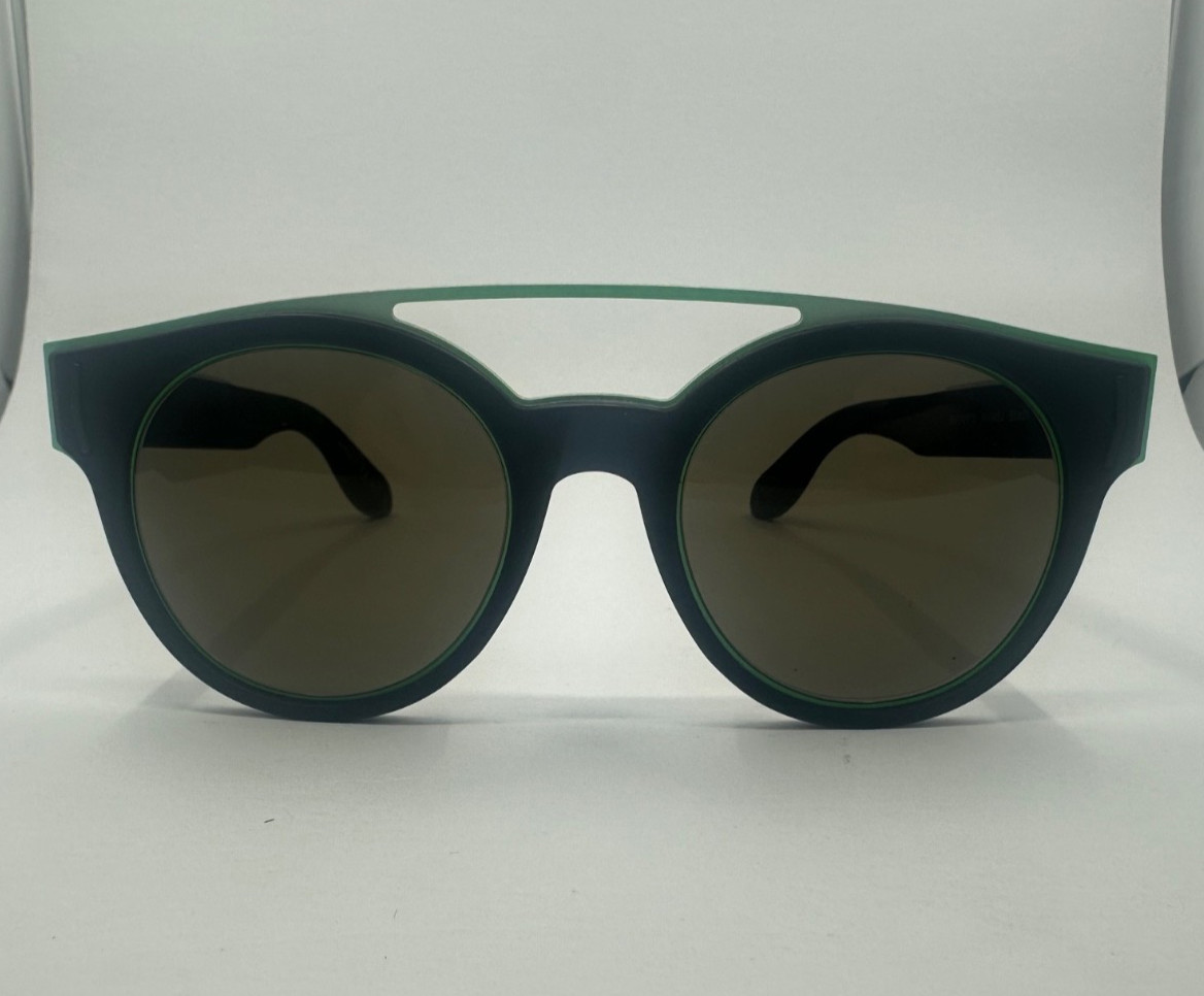 Givenchy GV7017/S 8VWEJ Round Black Sunglasses Green Trim NEW w/Box