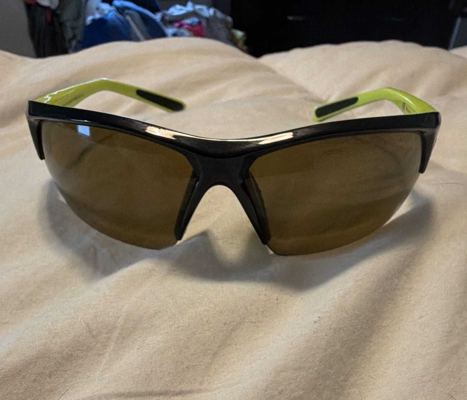 Nike Skylon Ace EV0525 073 Men’s Wraparound Sunglasses Black Frame Brown Tinted