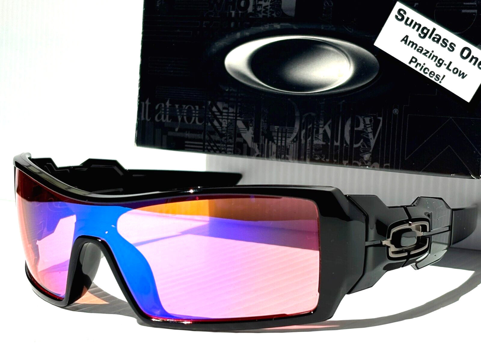NEW Oakley OIL RIG Polished Black POLARIZED Galaxy HD Pink Lens Sunglass 9081