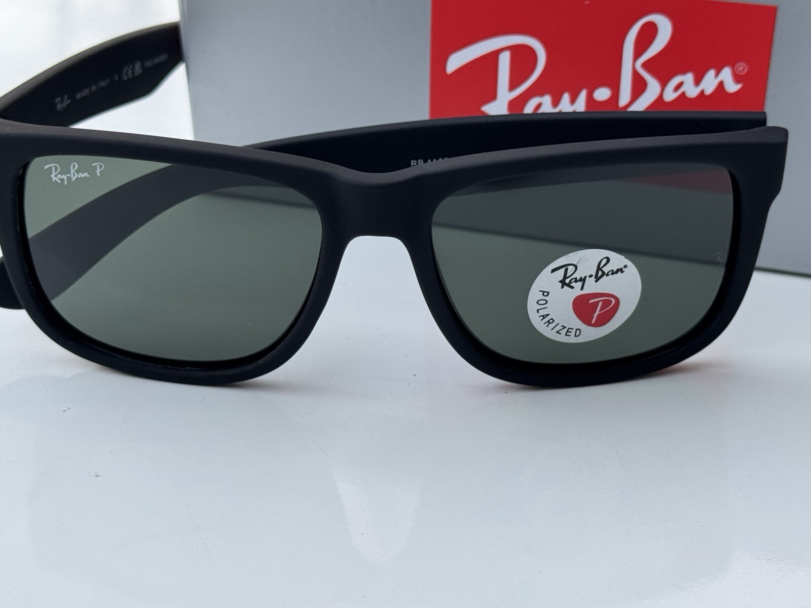 NEW Ray-Ban RB4165 622/55 JUSTIN Matte Black/Polarized Blue Mirror Sunglasses 54