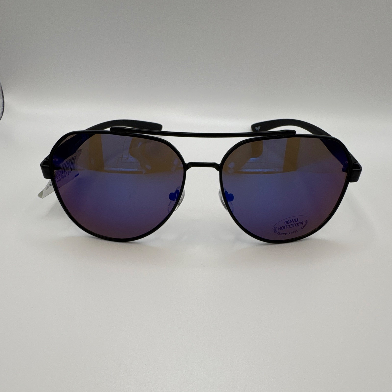 Men’s Aviator Sunglasses Black Metal Frame Purple Mirrored Tinted Plastic Lenses