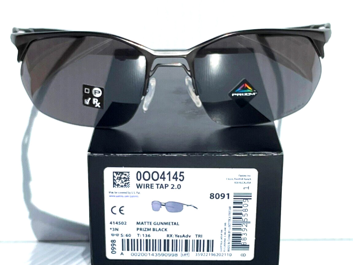 NEW Oakley WIRE TAP 2.0 Matte Gunmetal PRIZM Black Lens Sunglass 4145-02