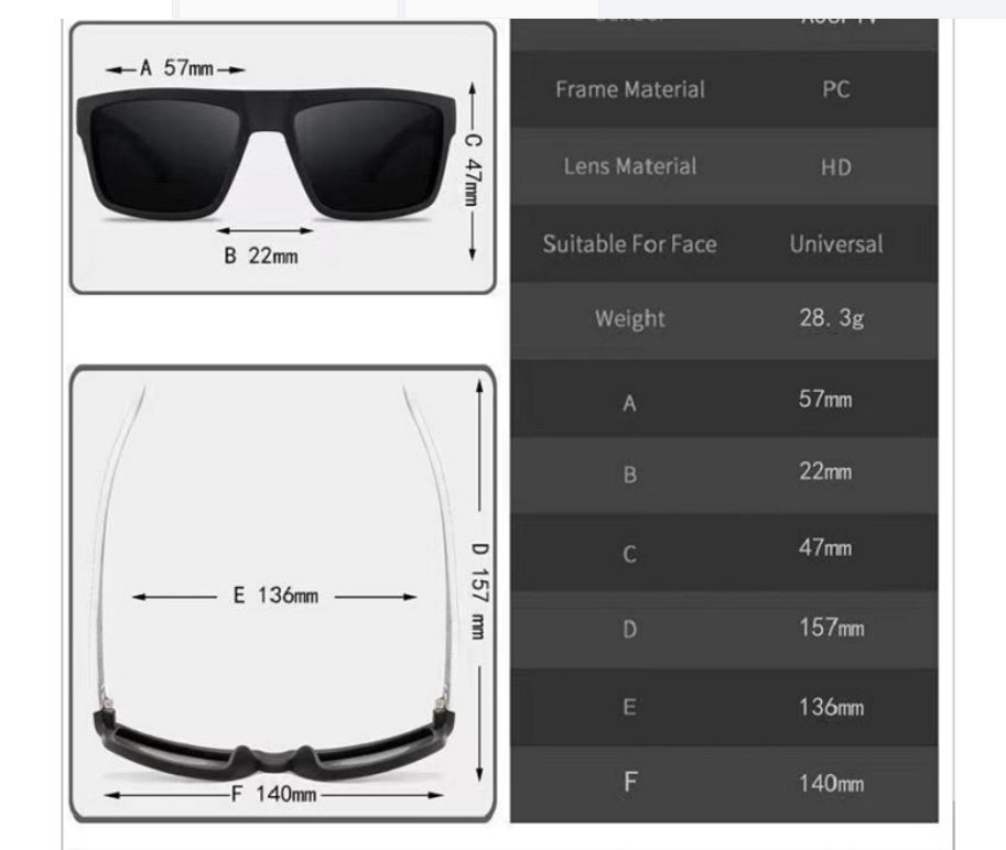 Square Sunglasses Polarized for Men Women Outdoor Sports Driving Glasses Fishing