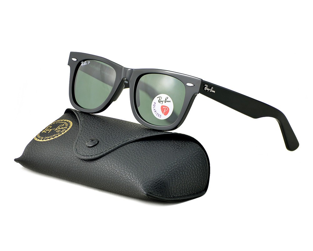 Ray-Ban Sunglasses RB2140 Original Wayfarer Black Frame Green Lenses 50mm Unisex