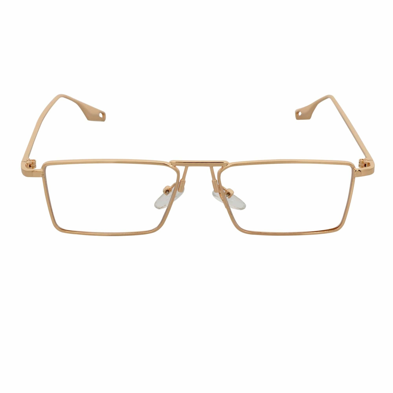 ZUIKO – Small Retro 90s Fashion Metal Rectangle Glasses Gold Clear Blue Light Le
