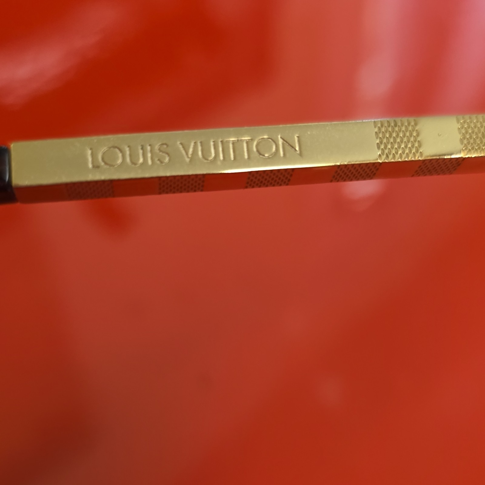 Louis Vuitton Z0359U Gold Metal Square Sunglasses Brown Tinted Lens Men