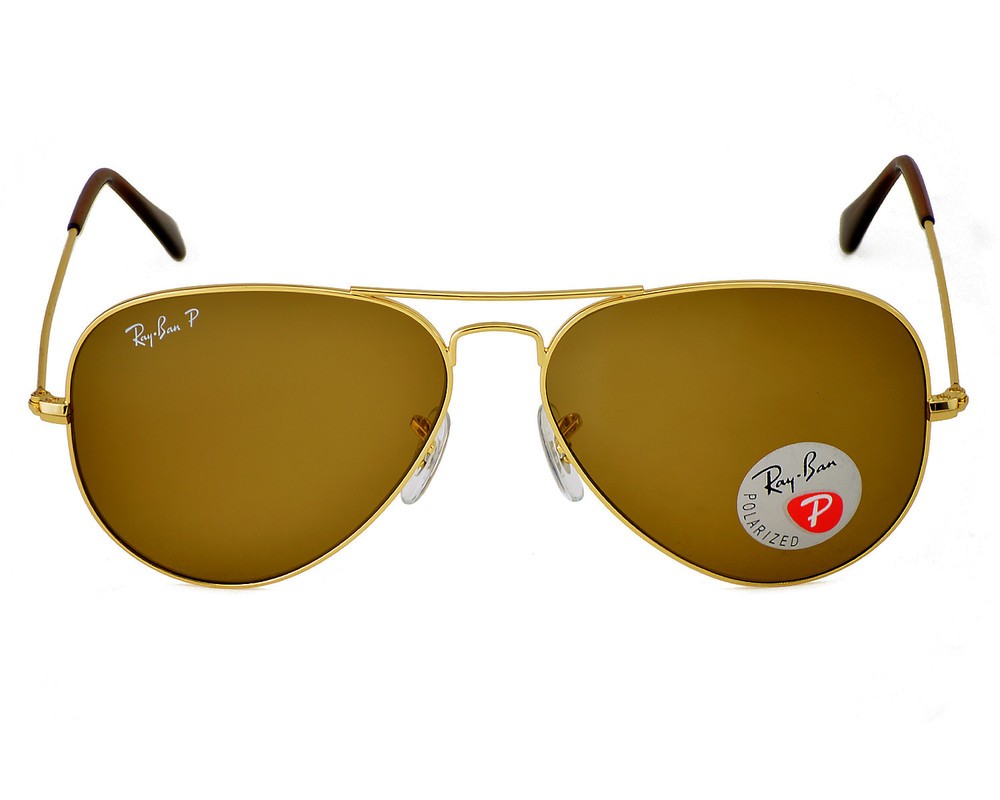 Ray-Ban Sunglasses RB3025 Aviator Classic Gold Frame Polarized Brown Lens 58mm