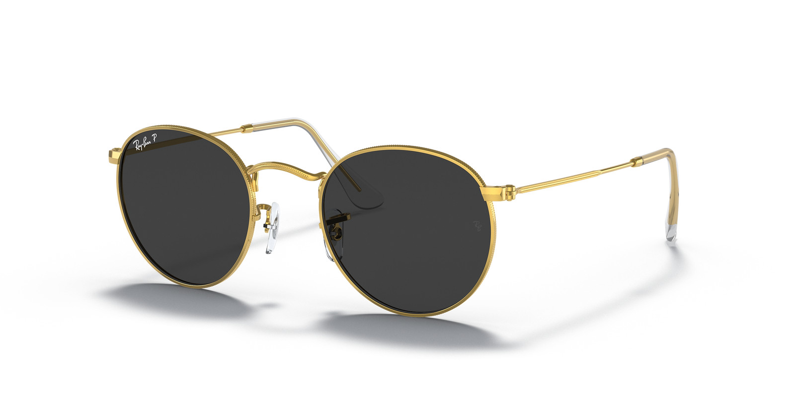 Ray-Ban Round Metal Polarized Gold Black 50 mm Sunglasses RB3447 919648 50-21