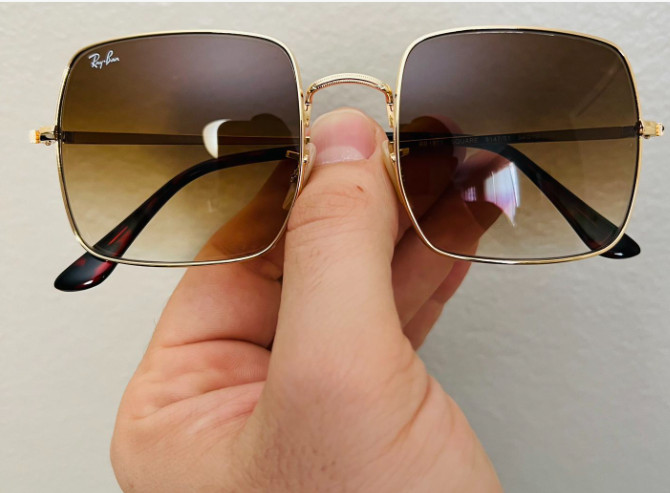 NEW Ray-Ban RB1971 9147/51 SQUARE CLASSIC Polished Gold Grad Brown Sunglasses 54