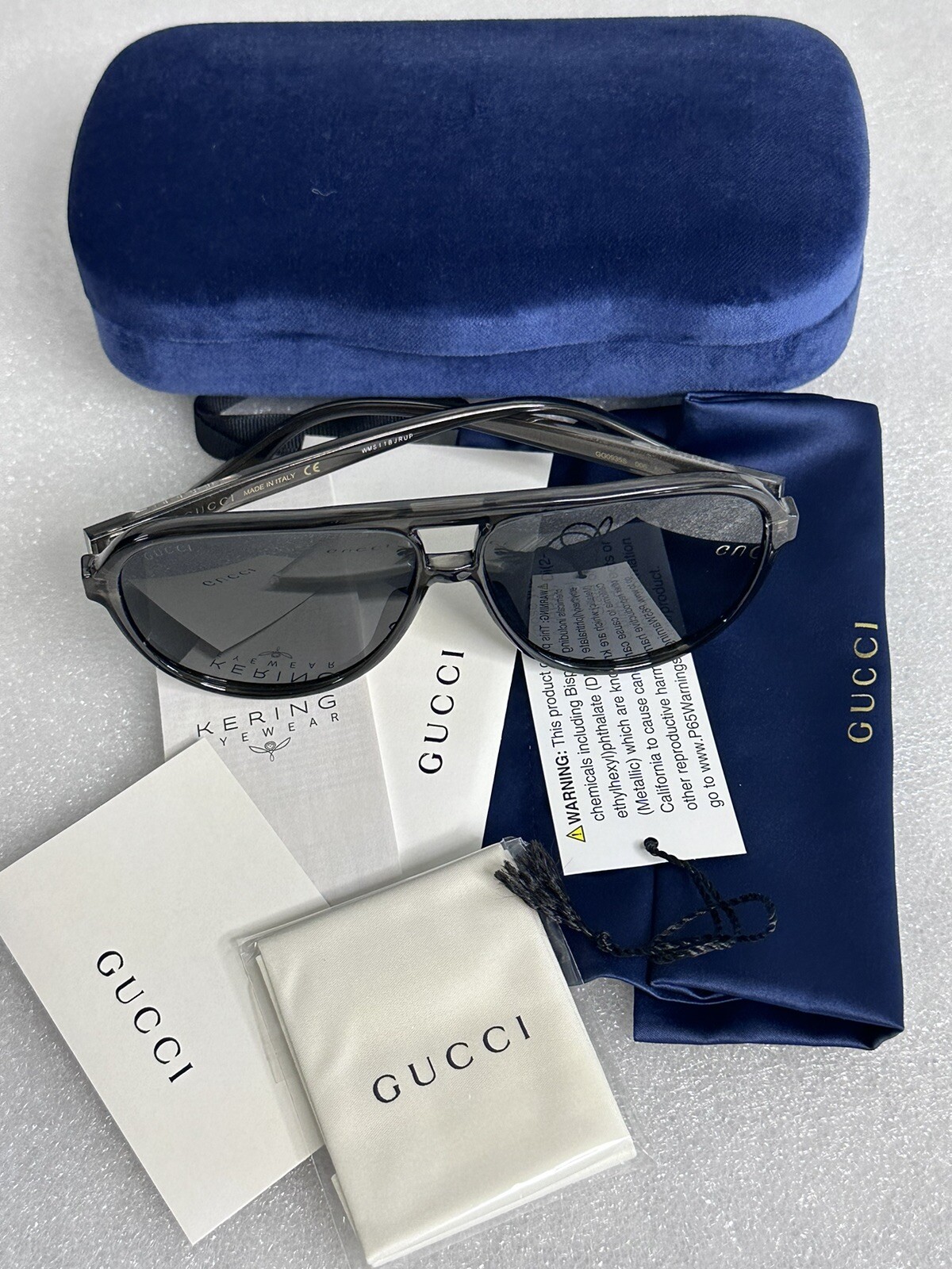 GUCCI GG 0935 Clear Gray Silver Frame 006 Sunglasses Gray Lens GG0935S 60-12-145
