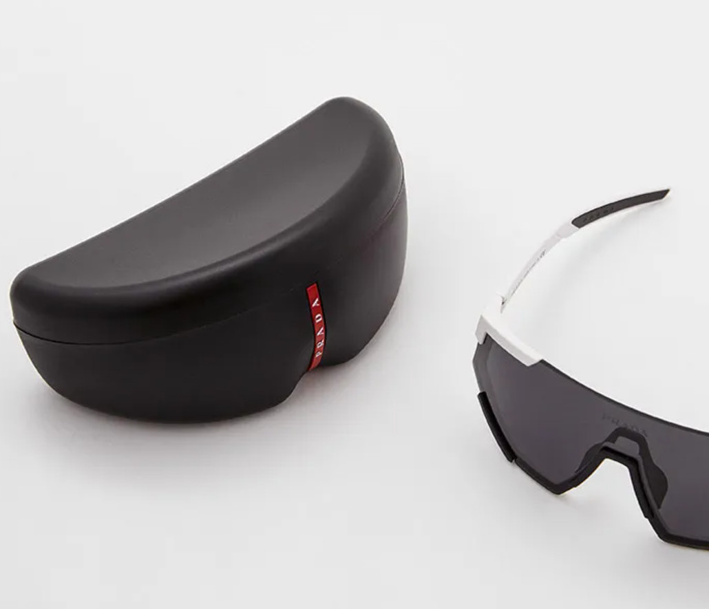 PRADA 04W PS04WS Linea Rossa IMPAVID Sport Sunglasses White Pilot Wrap AUTHENTIC