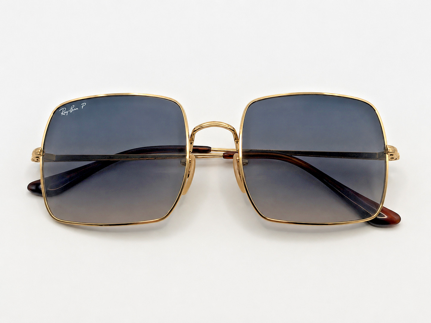 Ray-Ban RB1971 Square 9147/78 Polarized Sunglasses Gold Blue Gradient 54-19 VG