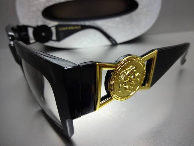 CLASSIC VINTAGE RETRO Clear Lens EYE GLASSES Thick Black Fashion Frame Gold Logo