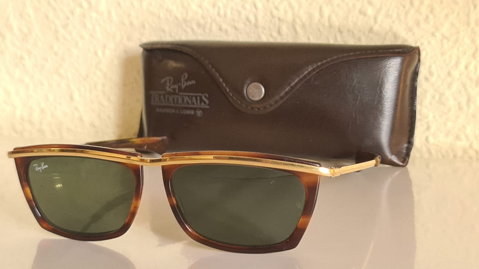 Vintage Ray-Ban B&L Olympian II L1005 Tortoise Gold G-15 USA Sunglasses & Case