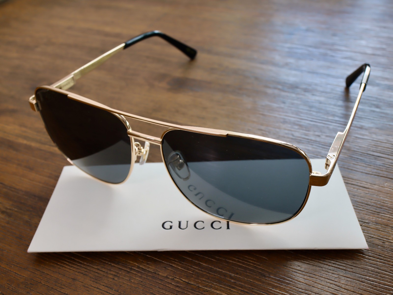 Gucci GG1223S 002 60mm Aviator Sunglasses in Gold/Gray Lens