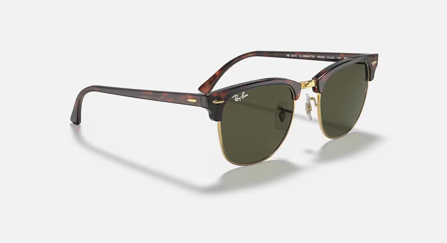 Ray-Ban Clubmaster Tortoise / G-15 Green 55mm Sunglasses RB3016 W0366 55-21