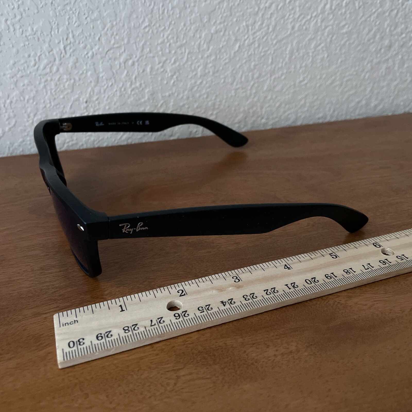 Ray-Ban RB2132 55-18 New Wayfarer Mirrored Square Sunglasses Black Blue 145 3N
