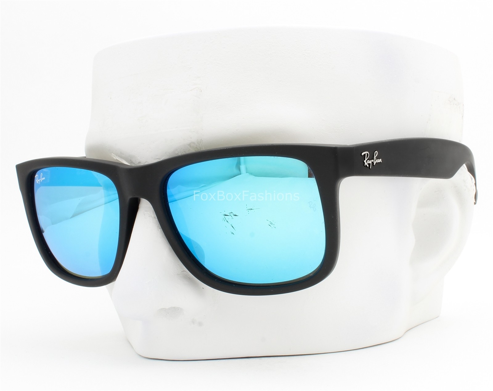 Ray-Ban Justin RB 4165 Sunglasses Matte Black Flash Blue 54mm Scratch No Case