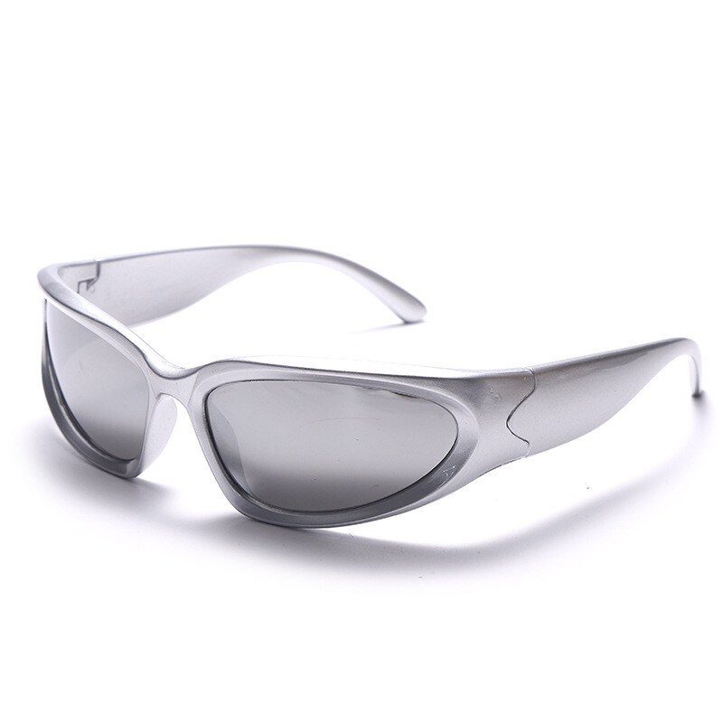Retro Y2k Silver Sunglasses Fashion Trend Sports Shades Glasses Outdoor Anti-UV
