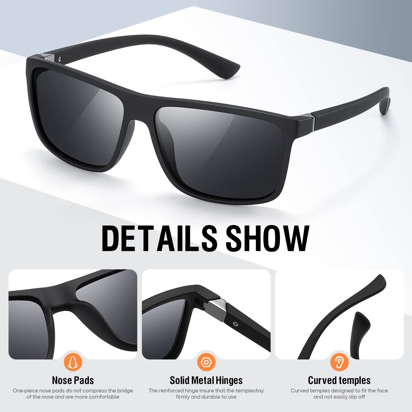 Sunglasses Men Polarized Sunglasses for Mens and Womens,Black Retro Sun Glass…