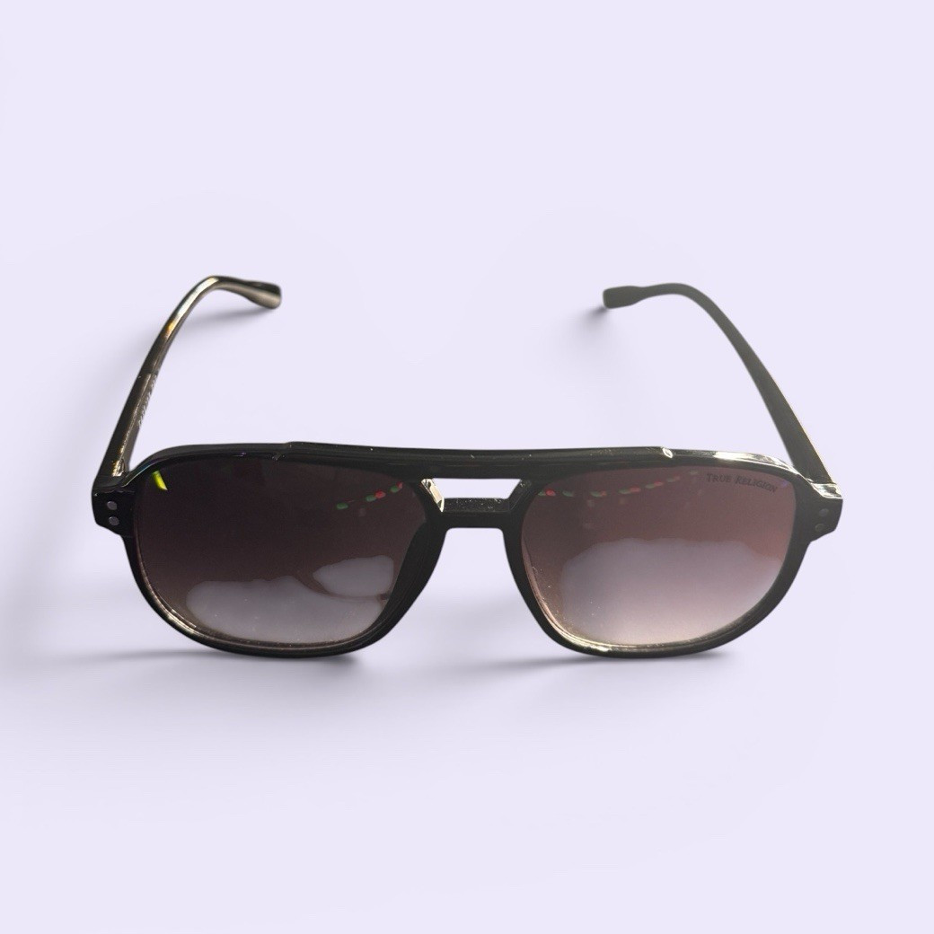 Men’s Rectangular Sunglasses Black Plastic Frame Gray Tinted Lenses Solid