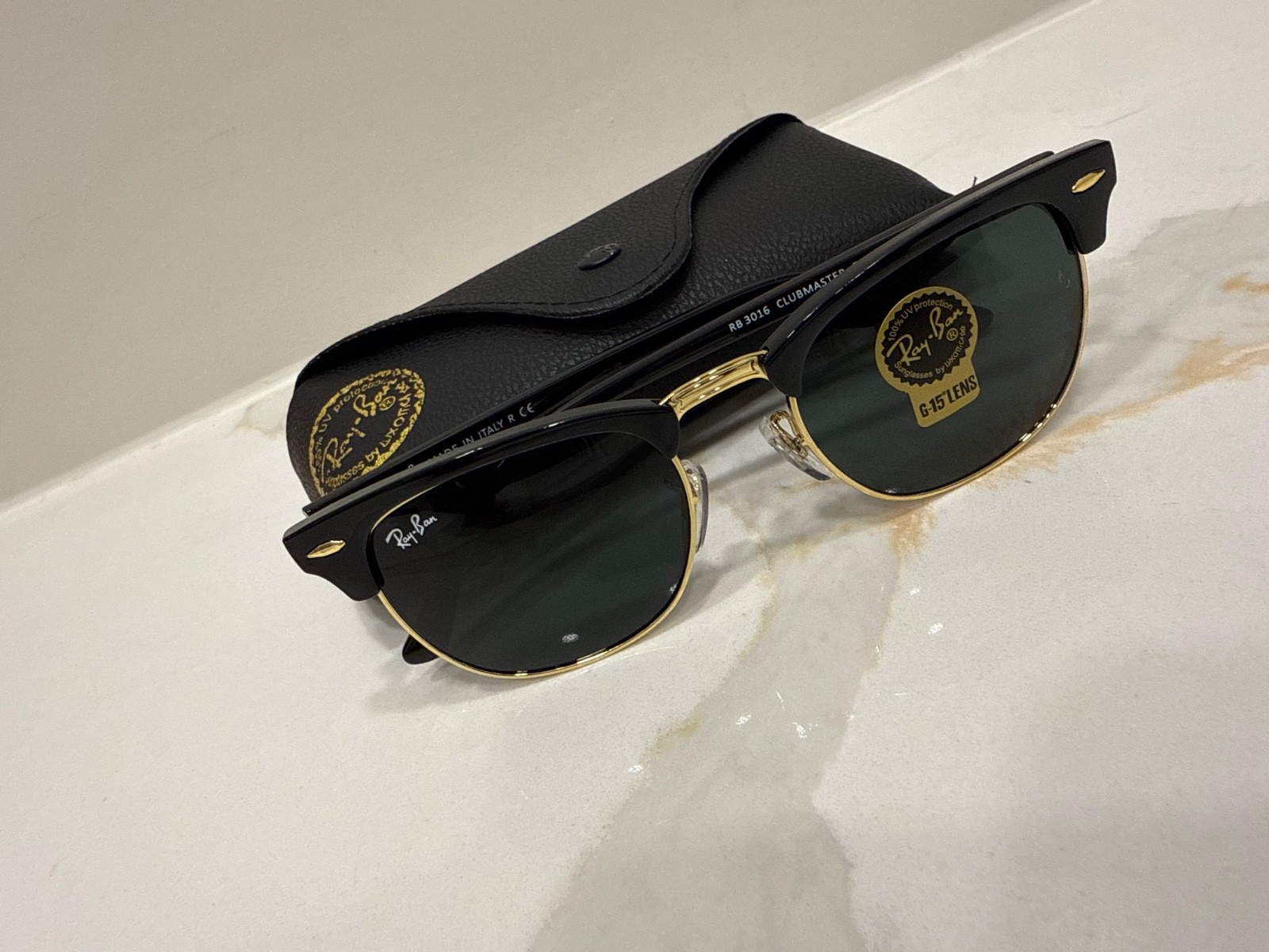 Ray-Ban RB3016 Sunglasses Clubmaster Classic Black Frame Glass Gray Lens 51-21mm