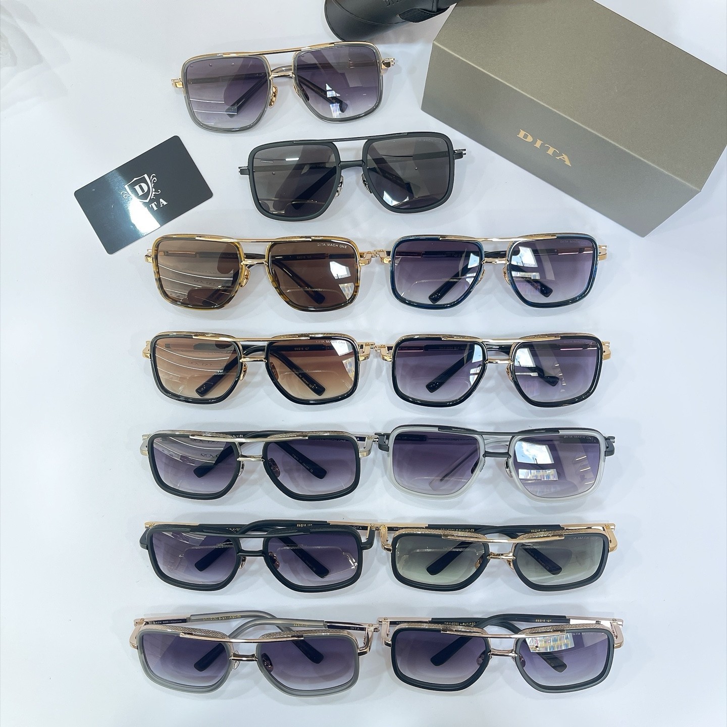 DITA DRX‑2030 Sunglasses Blue‑Tortoise Gold Frame Purple Gradient Lens 59‑15‑127