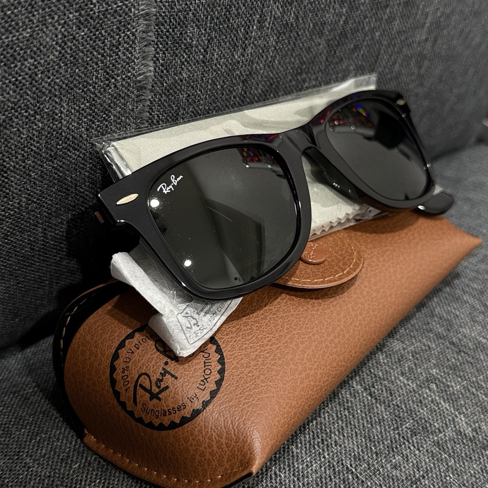 Ray-Ban RB4340 Wayfarer Black Green Sunglasses 100% UV Protection Men